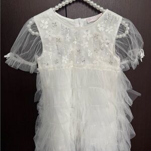 Tutu Du Monde Girls Bebe Field of Dreams Tulle White Floral Embellished Dress